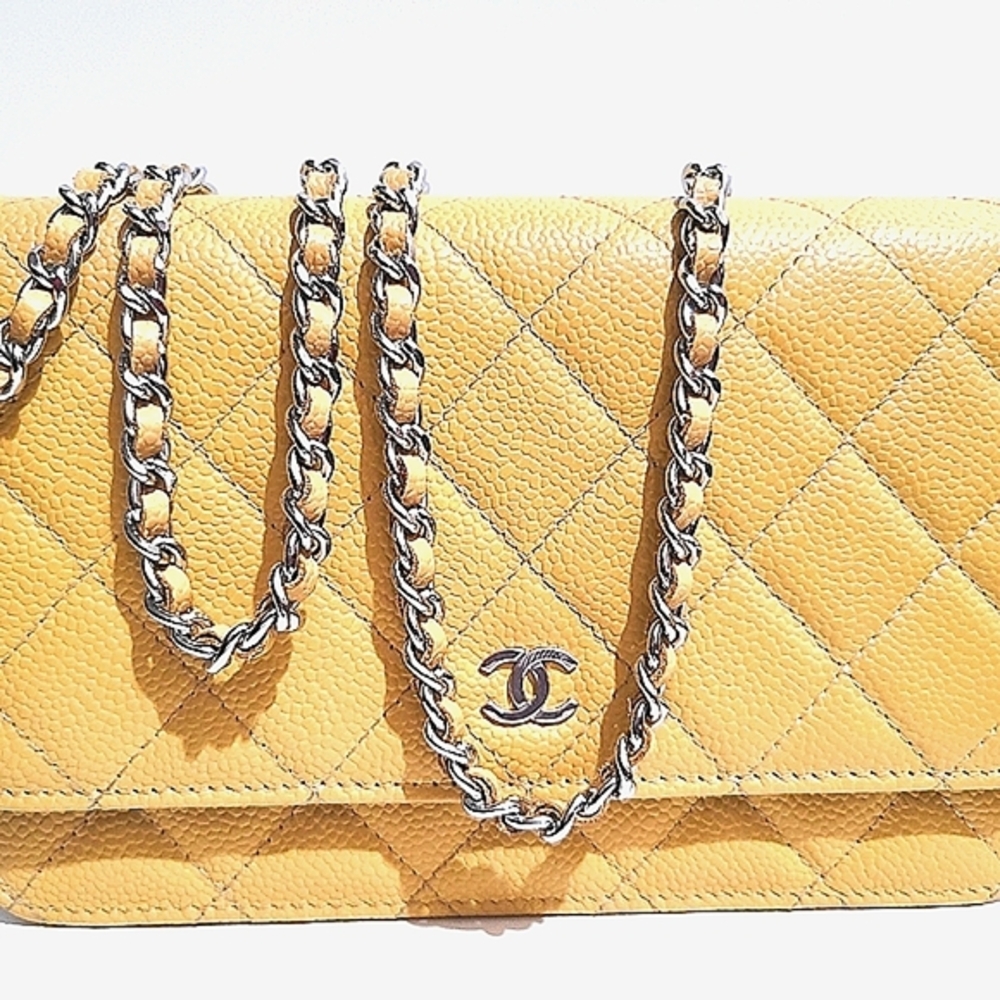 Chanel Mustard Quilted Leather Shoulder Bag